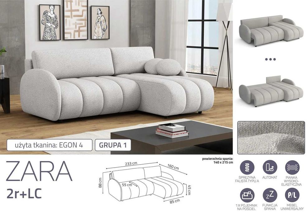 Narożnik z funkcją spania Zara 2rLC Darmowa dostawa