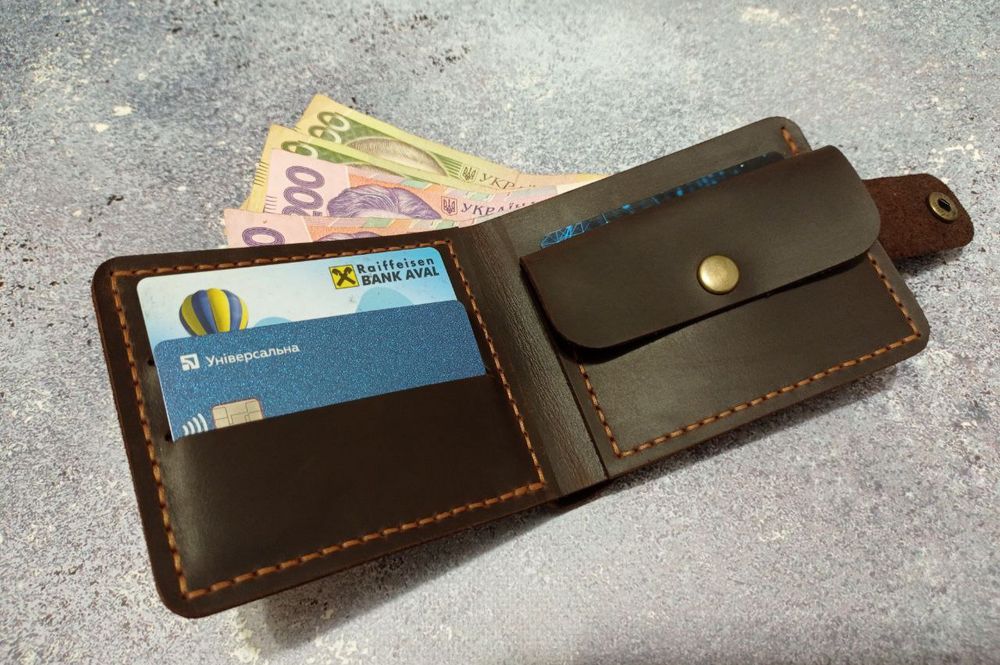 Стильний компактний шкіряний гаманець портмоне ручної роботи кошелек