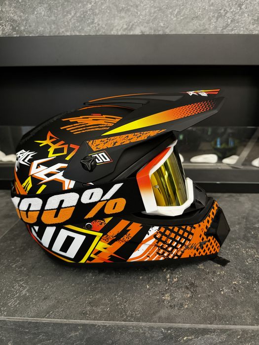 Кроссовый мото шлем шолом эндуро с очками мотоциклетный шлем