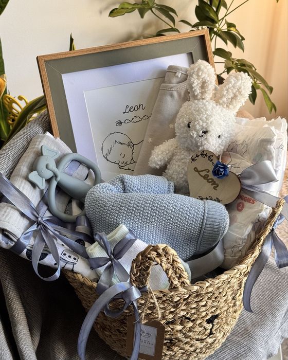 Box prezentowy dla noworodka Standard | Kosz wyprawka Baby Shower Chrzest | Tiny Stories