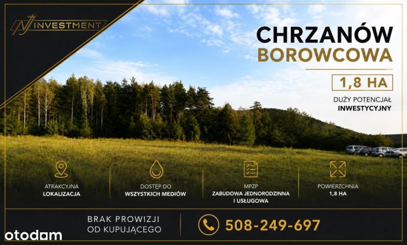 1,8 ha pod zabudowę usługowo mieszalna Chrzanów blisko Kraków Katowice