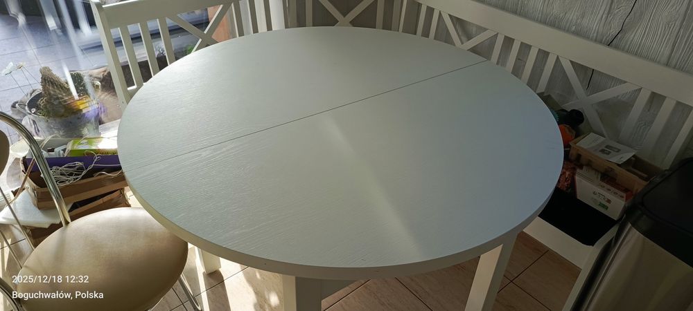 Stół okrągły  bialy rozkładany