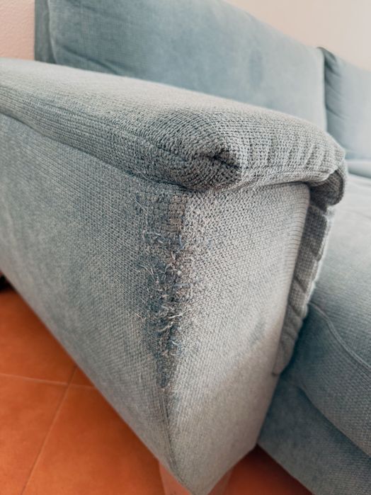 Sofá-cama com chaise longue Azul