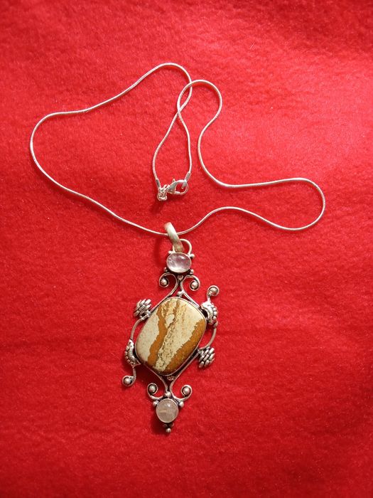 Fio em Prata Handmade com Pingente C/ Jaspe Paisagem