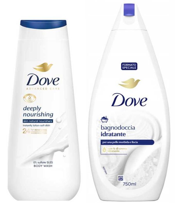 ZESTAW Dove Płyn do Kąpieli Nawilżający 750ml + żel pod prysznic 400ml
