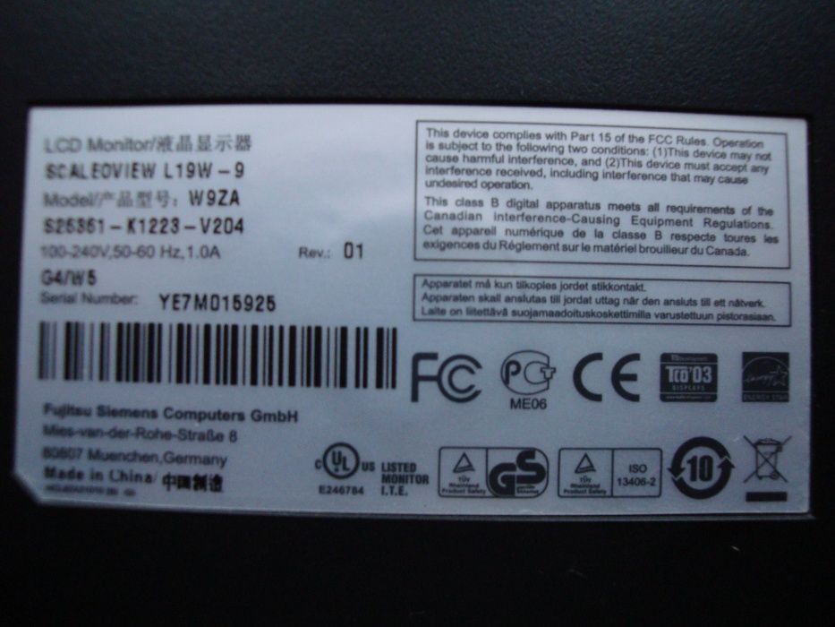 Monitor 19 cali Fujitsu Siemens