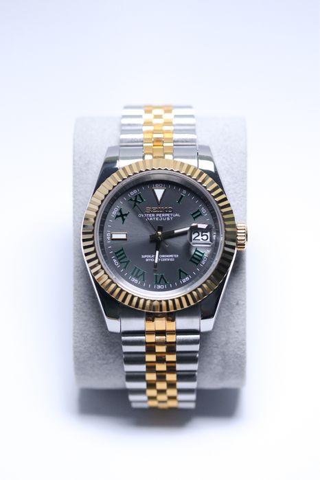 Zegarek Custom Mod Datejust Wimbledon Gold Złoty Seiko Mod