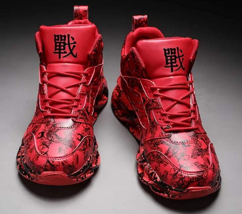 Кросівки чоловічі червоно-чорні великий розмір 47.5 (30.2см)