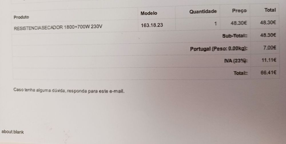 Resistência de máquina de secar roupa da marca Becken - modelo MCDD8WH