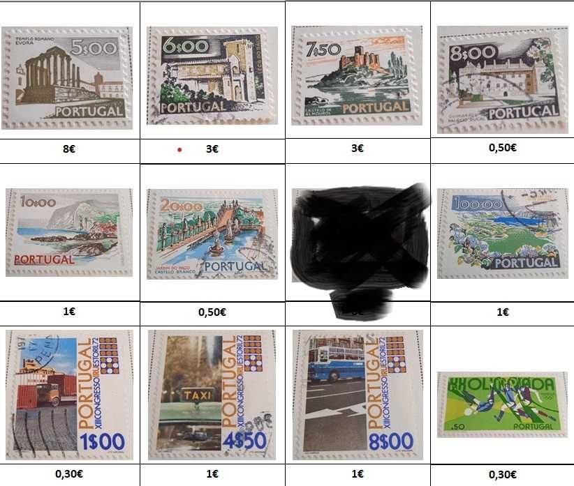 Vários Selos de Portugal 1966 a 1975