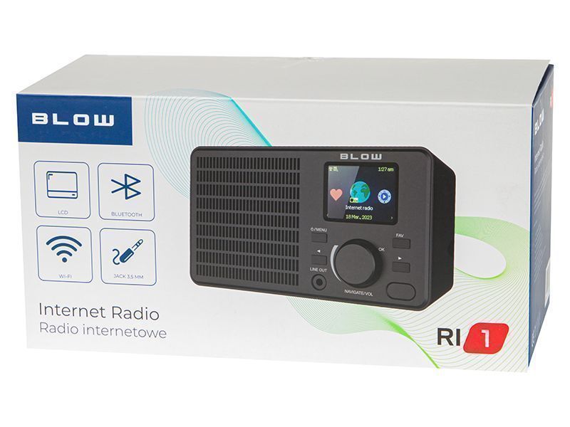 Przenośne radio internetowe Wi-Fi Bluetooth budzik 2.4'' BLOW RI1