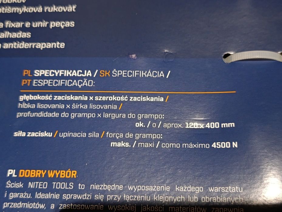 Nowy duży ścisk stolarski śrubowy