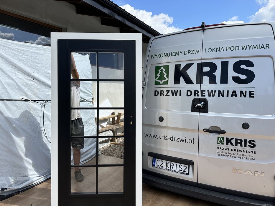 Drzwi zewnętrzne drewniane Amerykańskie Czarne Montaż bezprzylgowe