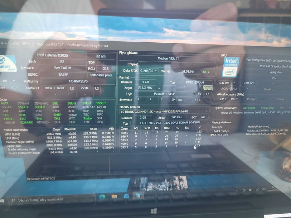 Laptop 2w1 / FullHd/4x2GHz/4GBRam/Ssd64Gb+Hdd320Gb/Win10/Dotyk