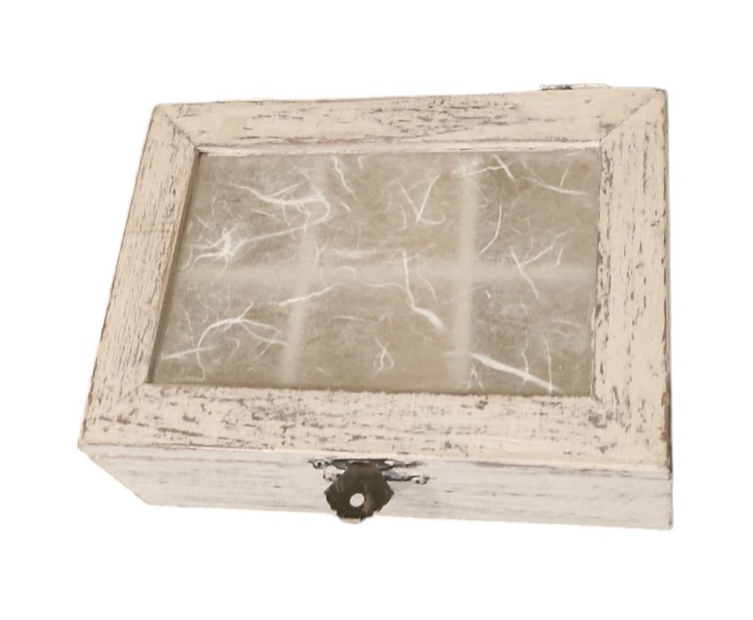 Szkatułka 6 przegródek 14x10 cm, drewniana decoupage ręcznie zdobiona