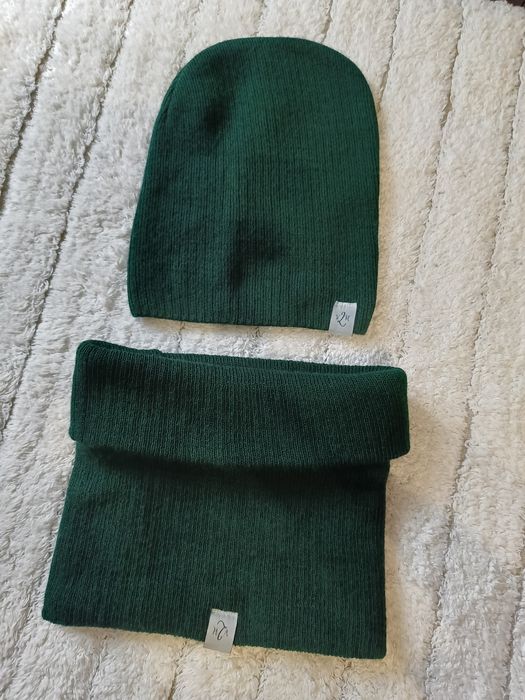 Czapka+komin (ciemna zieleń)