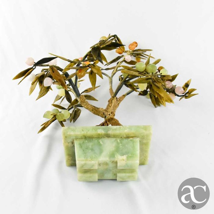 Árvore bonsai, China, feito em pedra, quartzo e jade n2