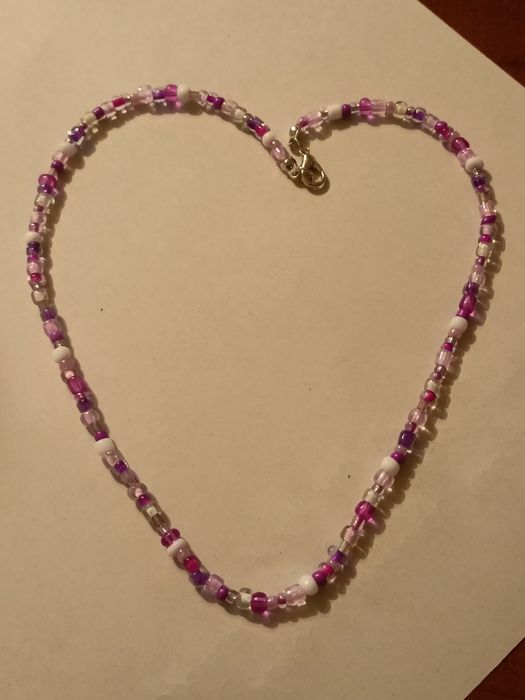 koralikowy różowy naszyjnik aesthetic y2k soft handmade