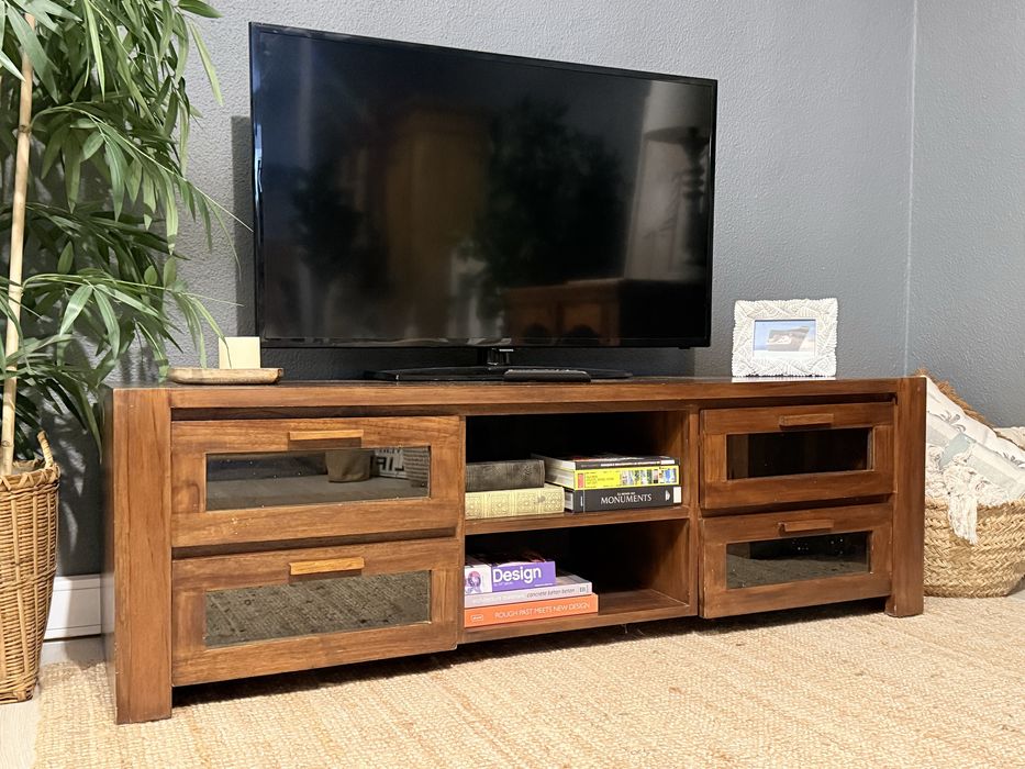aparador consola armario movel tv acacia arboretto rústico