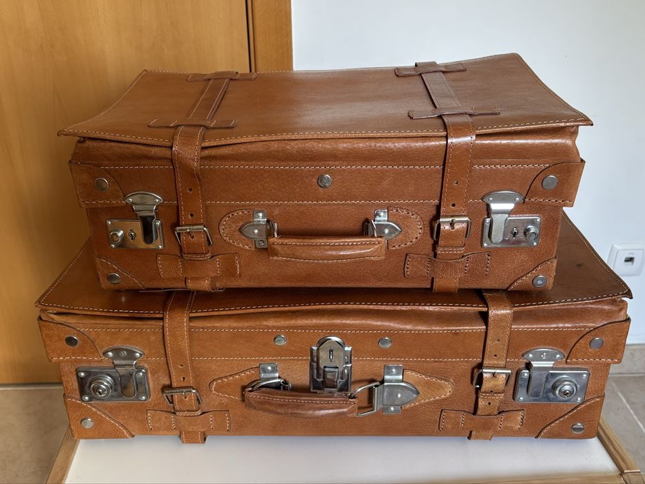 Conjunto de 2 malas em pele vintage