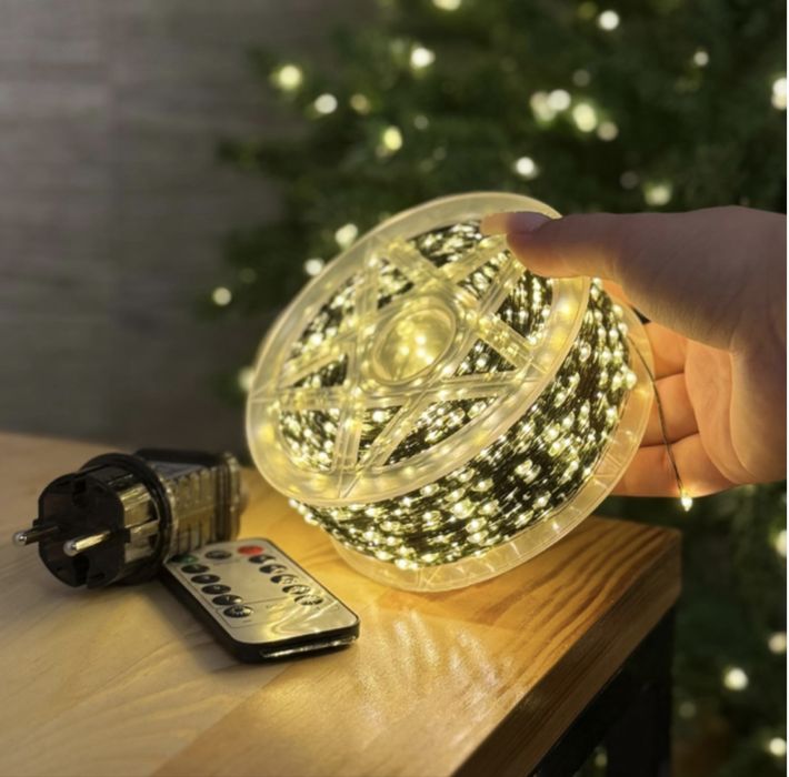 Гірлянда 10,30,50 м метров роса гирлянда на зеленому дроті опт/роздріб