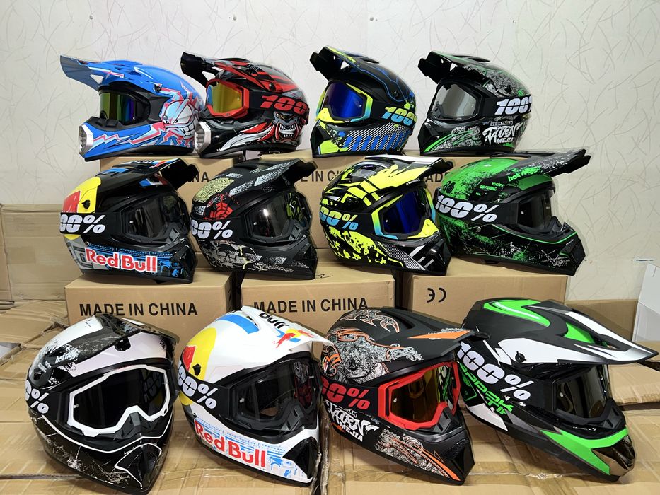 Мотошлем эндуро кроссовый мото шлем +очки Новый!