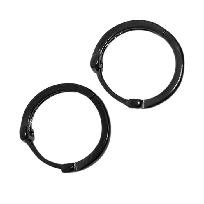 Czarne kolczyki małe kółeczka - Stal chirurgiczna