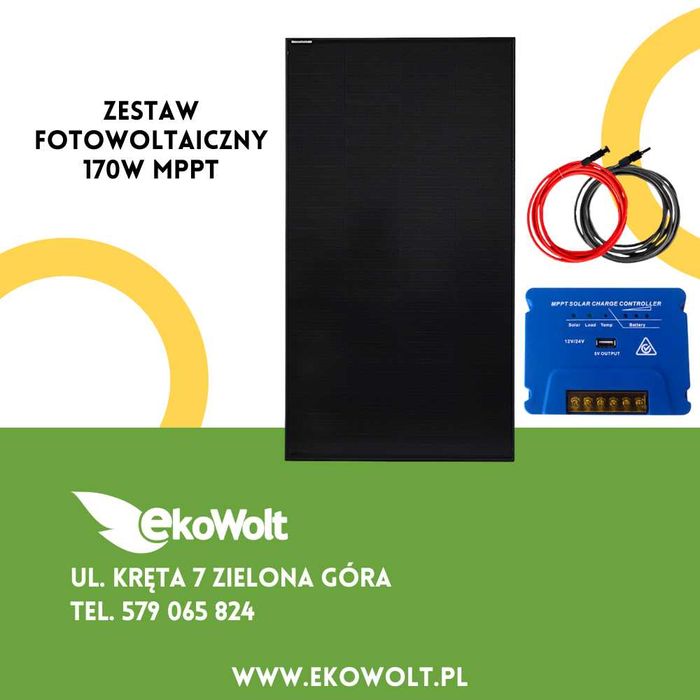 Zestaw fotowoltaiczny 170W solarny na kamper