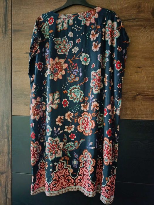 Sukienka Nanna w kwiaty vintage L XL XXL 3XL granat