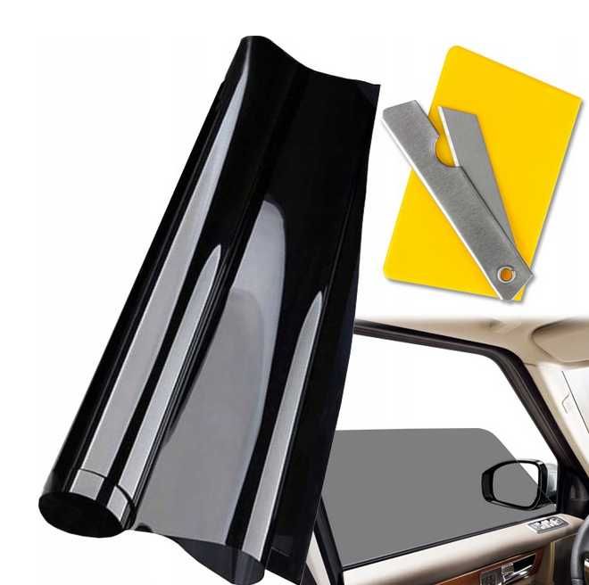 Folia do przyciemniania szyb -6 odcieni koloru czarnego 75x300cm Nowa