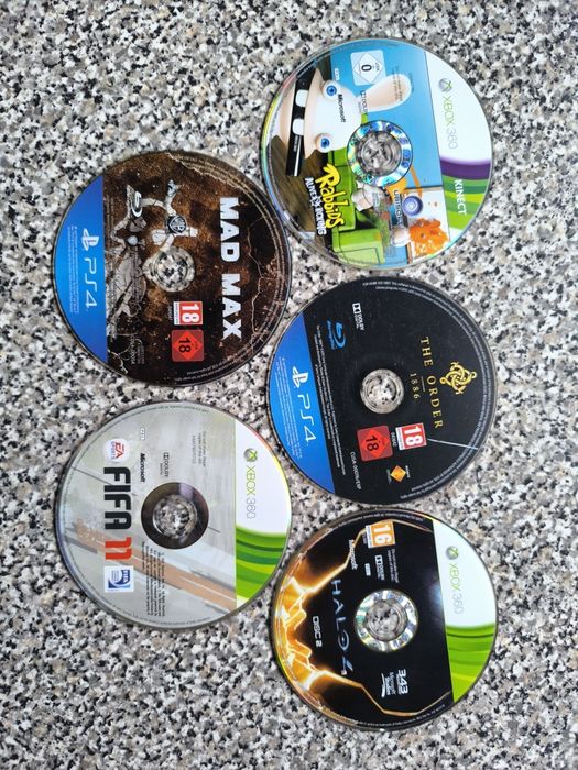 Conjunto de 3 jogos Xbox 360+5 CDs danificados