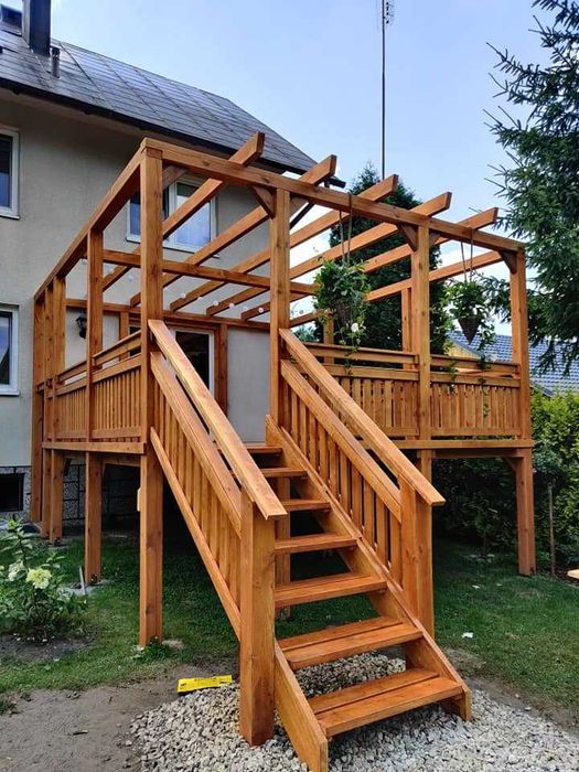 Barierka drewniana olchowa, Tarasy, Barierki, Żaluzje regulowane