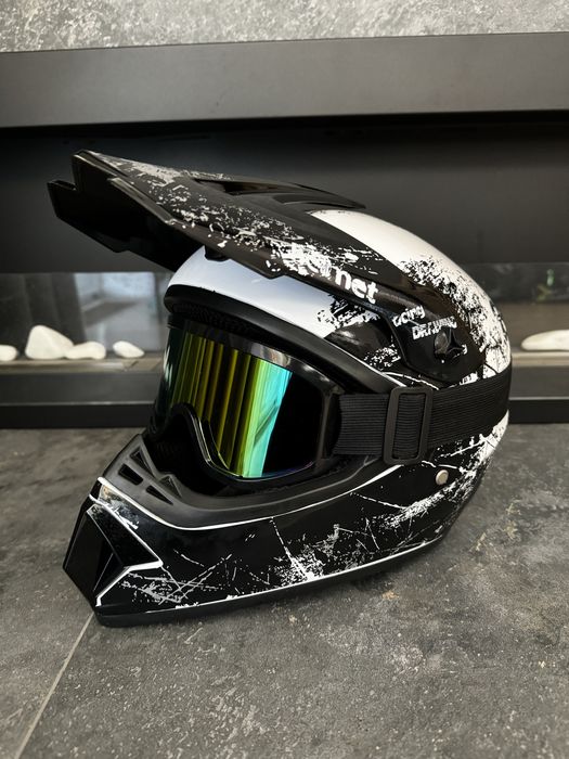 Кроссовый мото шлем эндуро шолом с очками мотоциклетный шлем