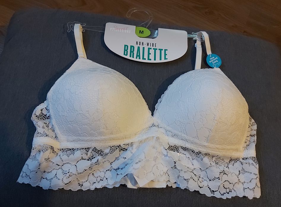 Biustonosz M, stanik z koronką szeroki pas na 5 haftek NOWY Primark