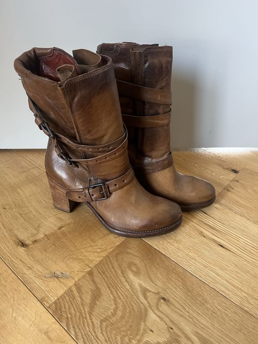 Skorzane, wloskie buty, kozaki roz 41