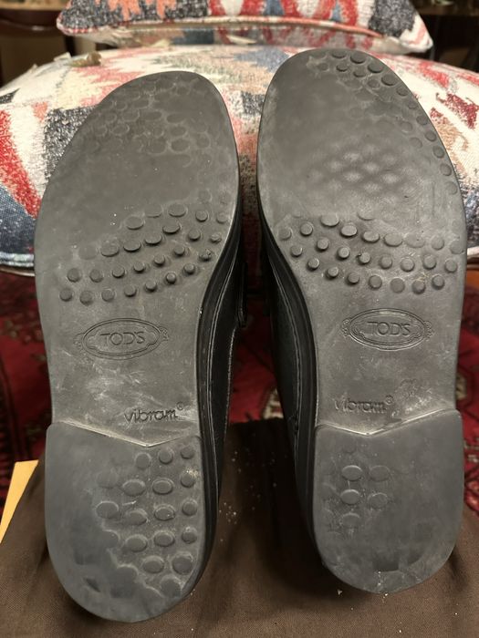 Tod’s black leather loafers masculinos 7,5”&