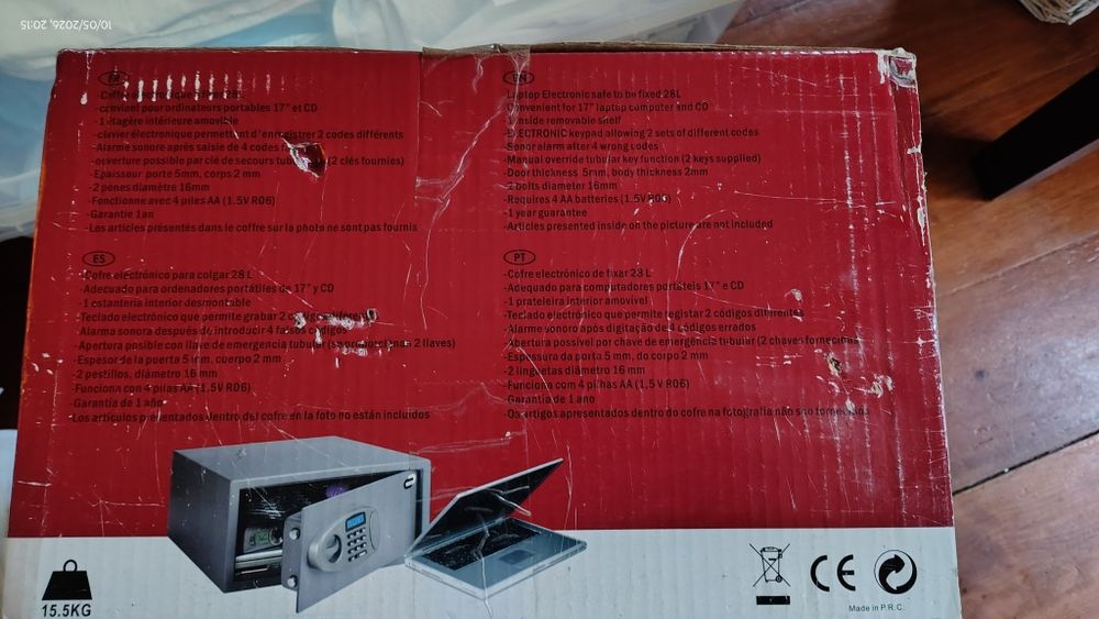 Cofre Eletrónico com Chaves, de Fixar de 28 L -  NOVO