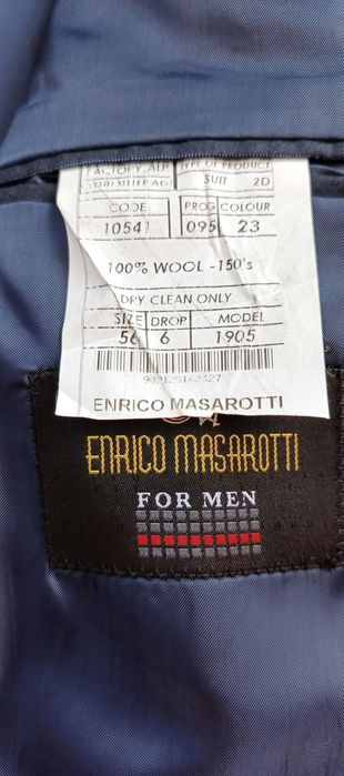 Marynarka Enrico Masarotti 56/ XL granat prążek 100% wełna, 150's