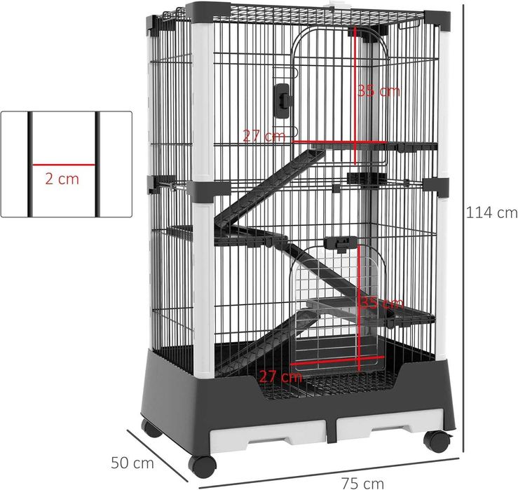 PORTES GRÁTIS - Gaiola para Roedores 114x75x50cm, Furão, Coelho