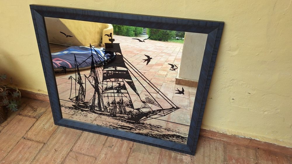 Quadro náutico veleiro espelho64585410597250122