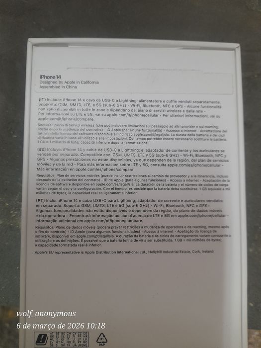 Caixa telemovel iphone 14