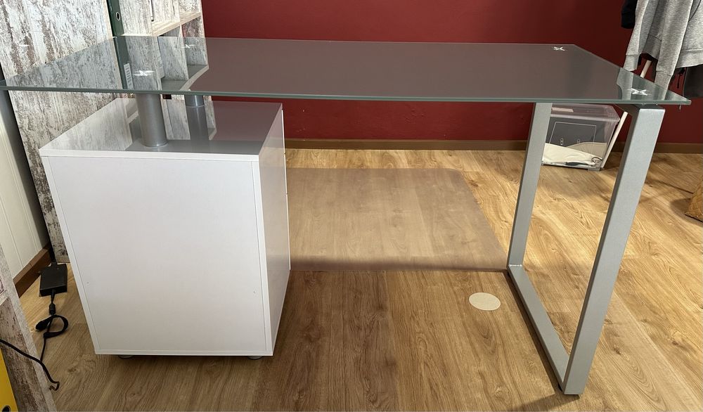 Secretaria vidro/lacado branco