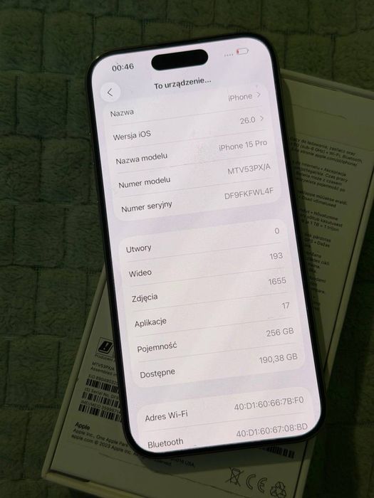 np. iPhone 15 Pro 256GB
