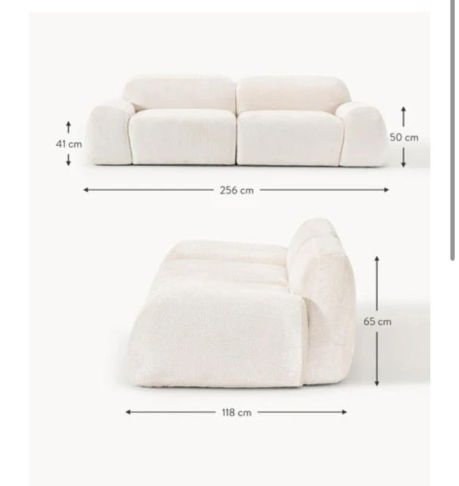 Sofa modułowa Teddy-Bouclé Wolke (3-osobowa)
