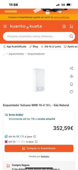 Vendo Aquecedor a gas uma semana de uso apenas