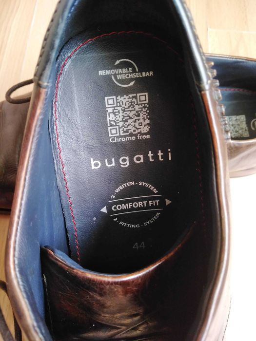 Wizytowe buty z naturalnej skóry specjalnie przecierane Bugatti