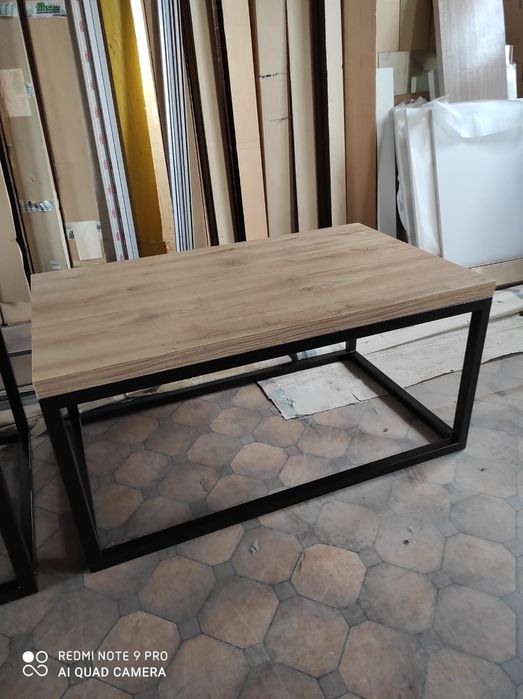 Stolik kawowy, konsola, drewno, stal, metal styl industrialny.