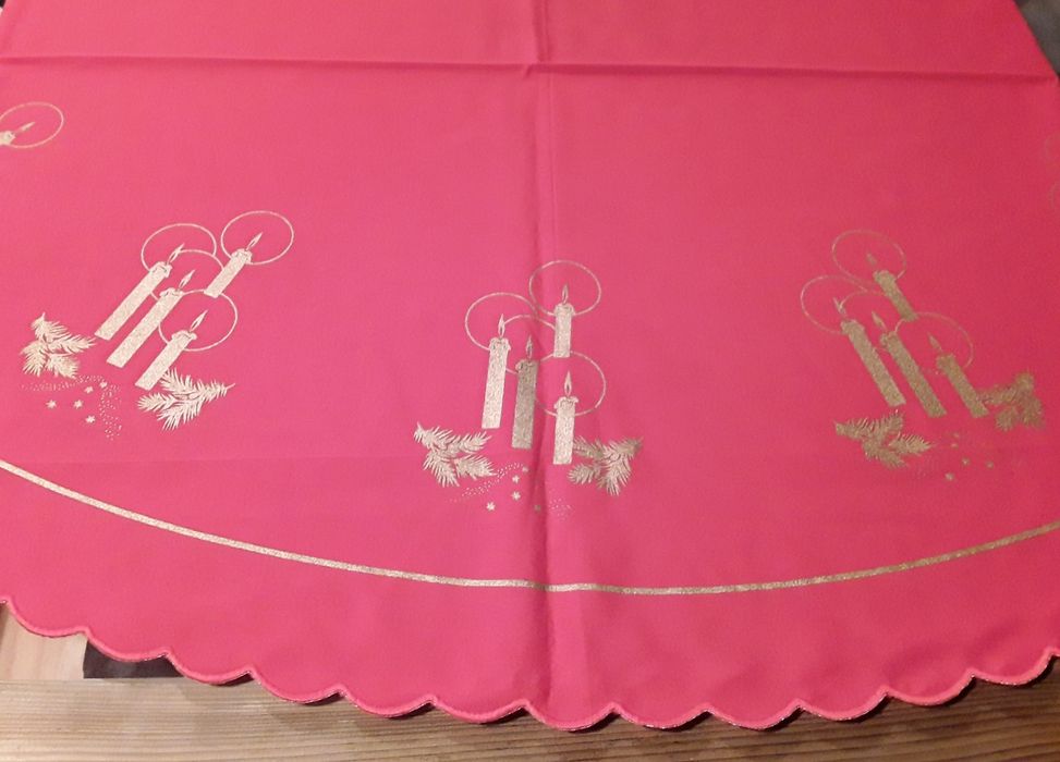 Toalha de mesa redonda com decoração de Natal