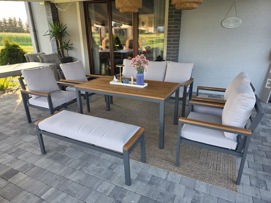 Duzy zestaw ogrodowy aluminium 10 osobowy