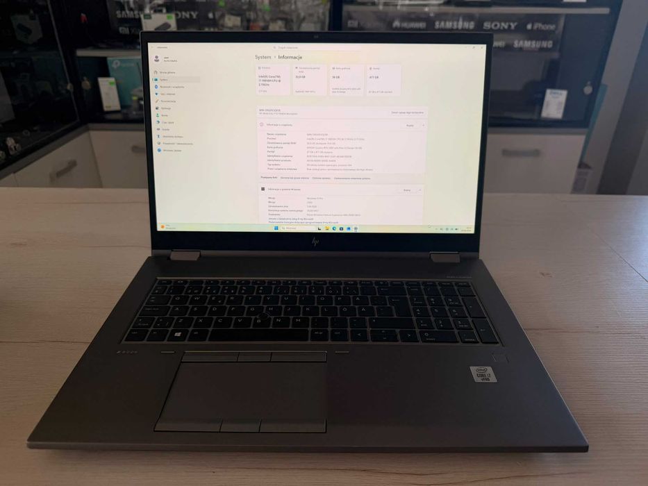 HP ZBook Fury 17 G7, intel i7, 32gb ram, NVidia RTX 16GB, Full HD, SSD, Win 11 PRO